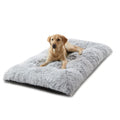 65 x 50 CM Winter Long Plush Dog Bed for Large Dogs - 10CM Thickened Fluffy Faux Fur Pad - Calming Anti Anxiety Pet Cushion with Non-Slip Bottom, Removable & Washable Heavy Duty Bedding, Grey
